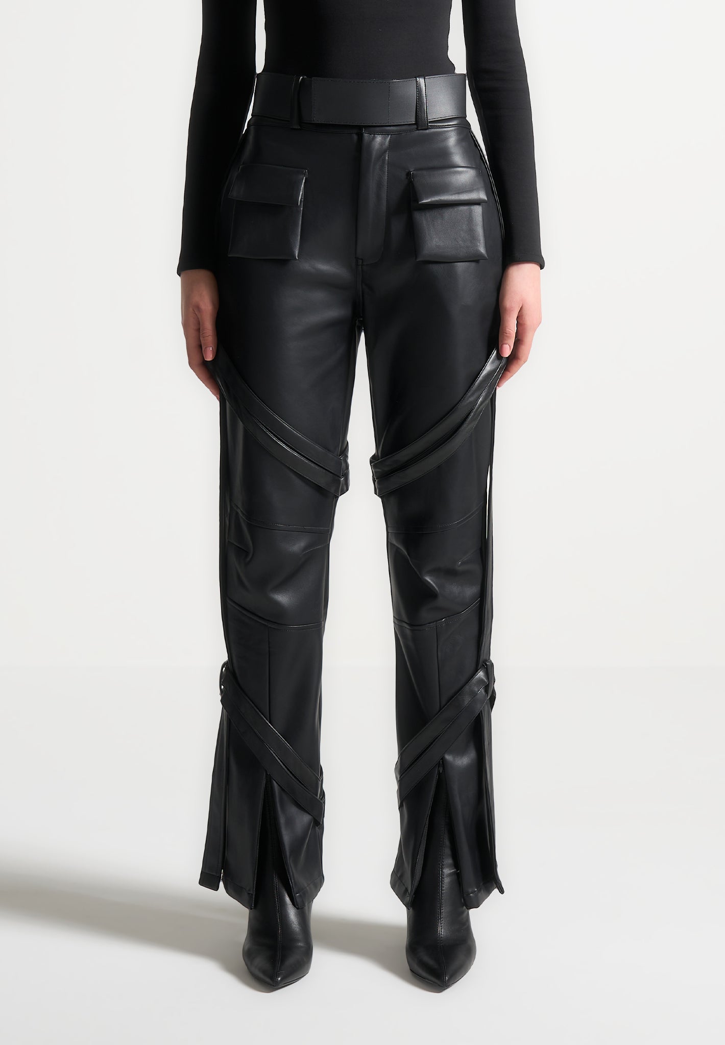 vegan-leather-carpenter-cargo-trousers-black 
