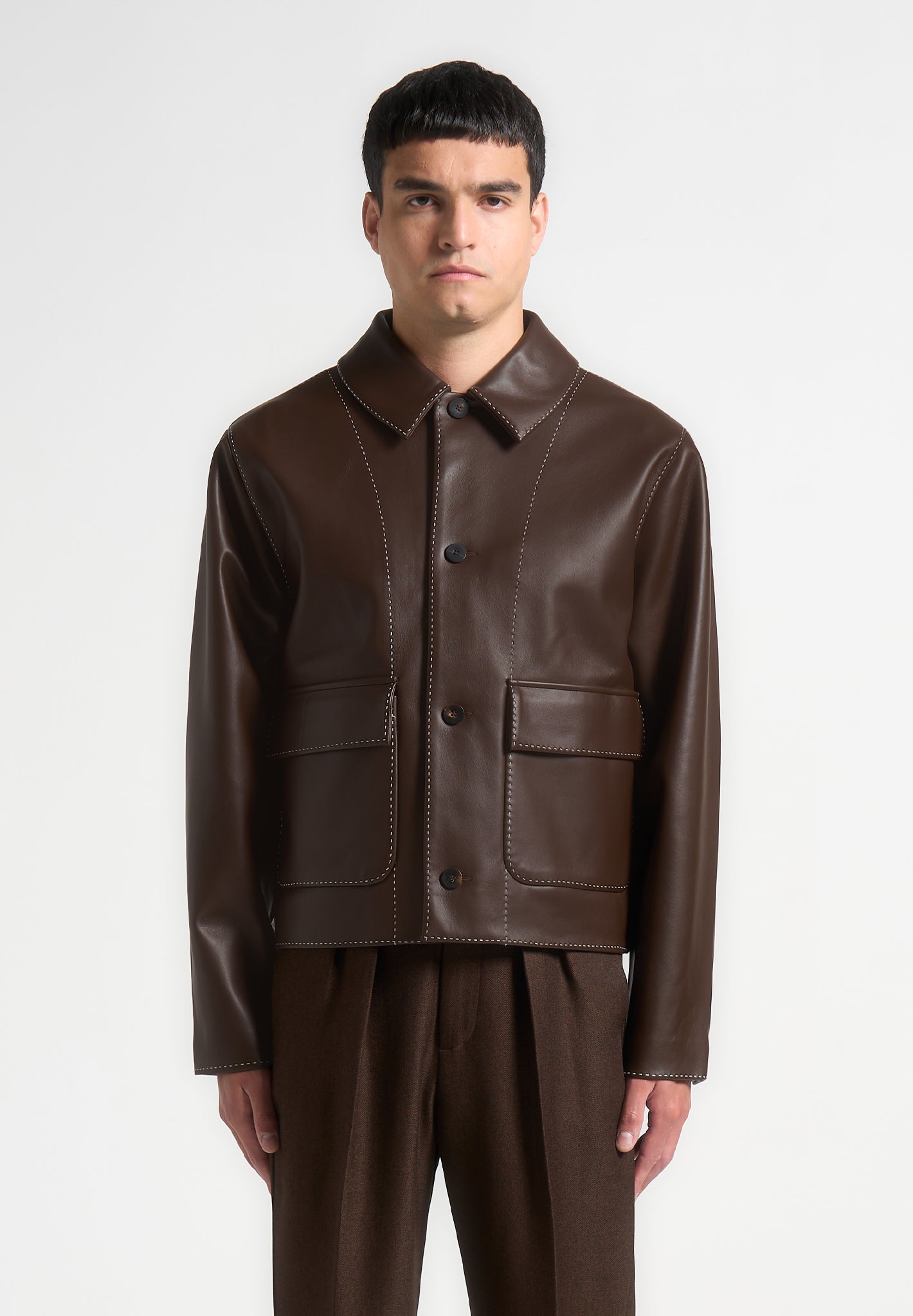 vegan-leather-contrast-stitch-jacket-brown 