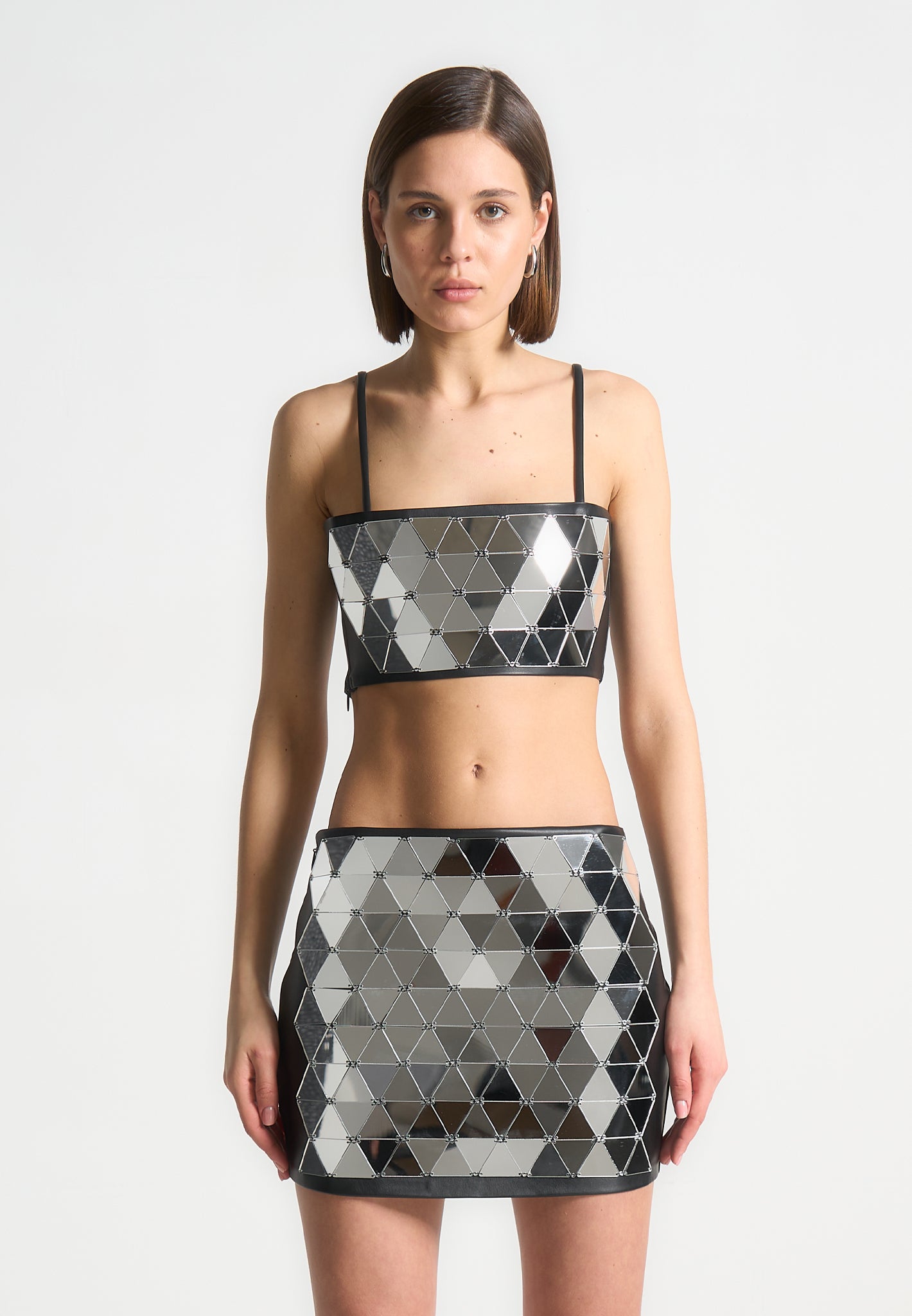 vegan-leather-mirrored-bandeau-top-silver-black 