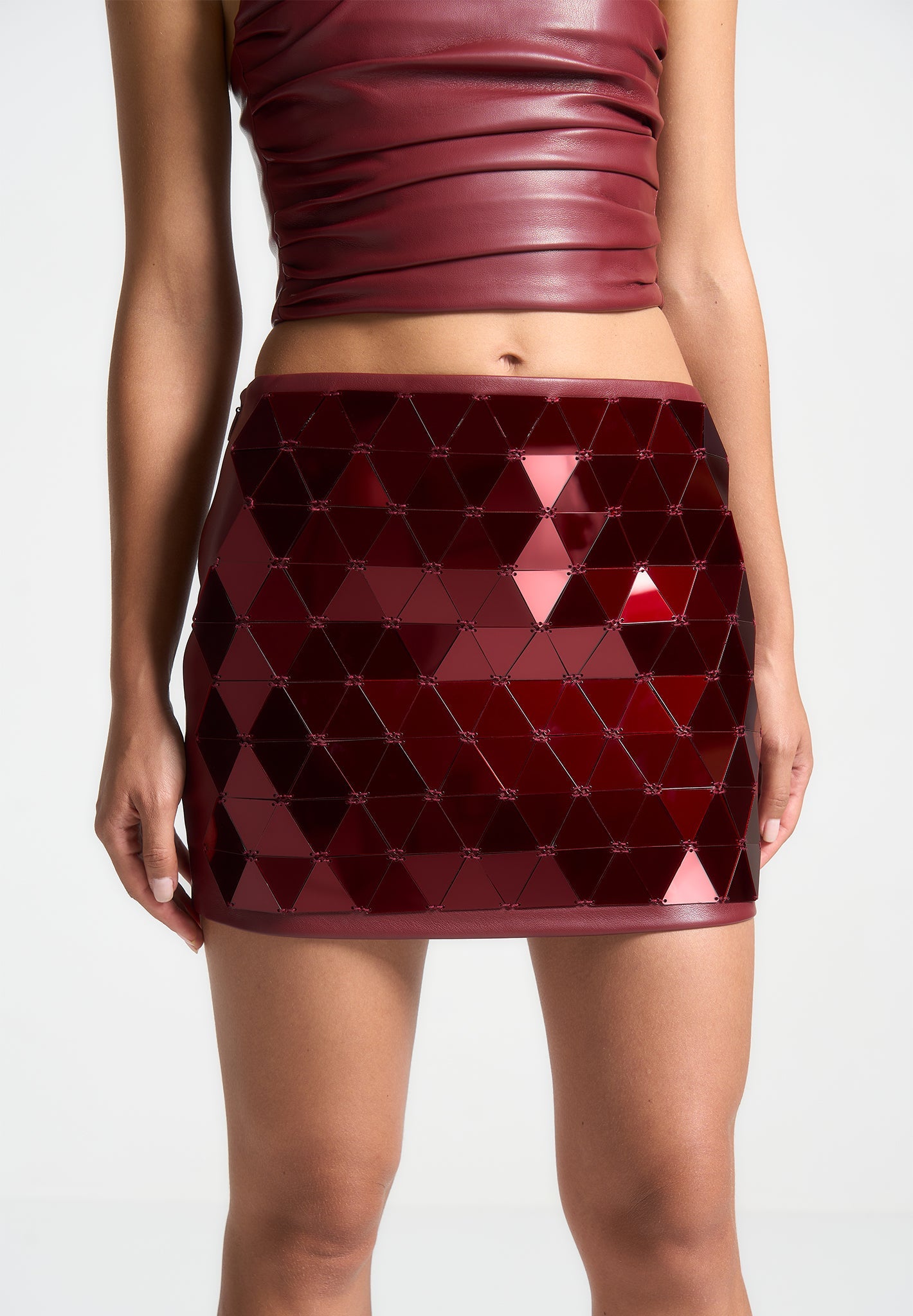 vegan-leather-mirrored-mini-skirt-wine-red 
