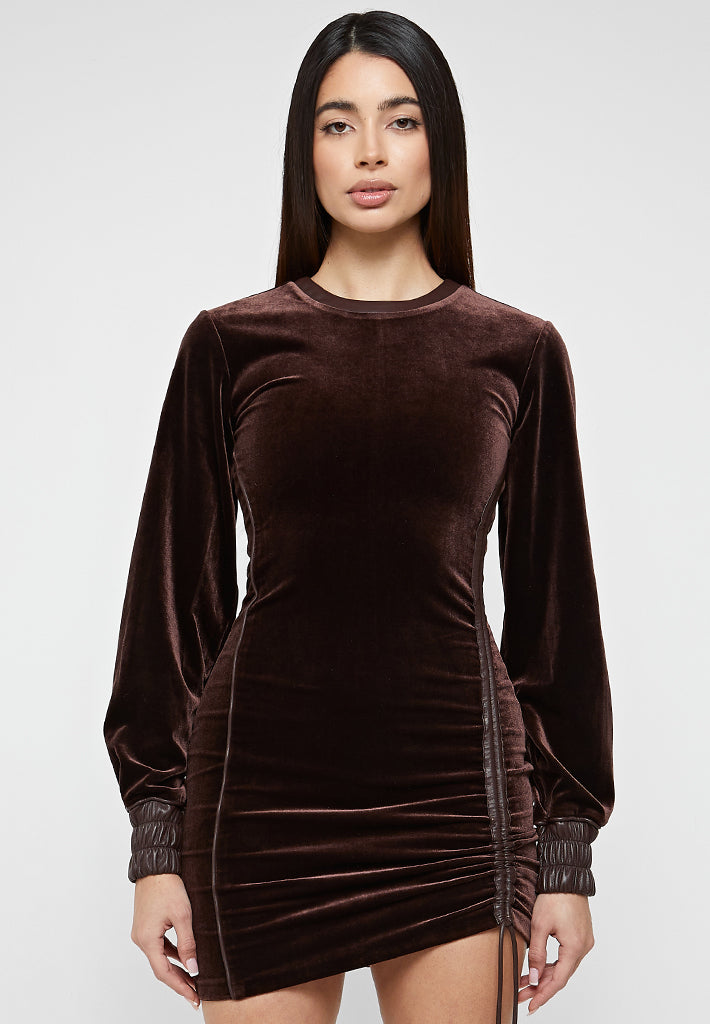 velour-mini-dress-brown 